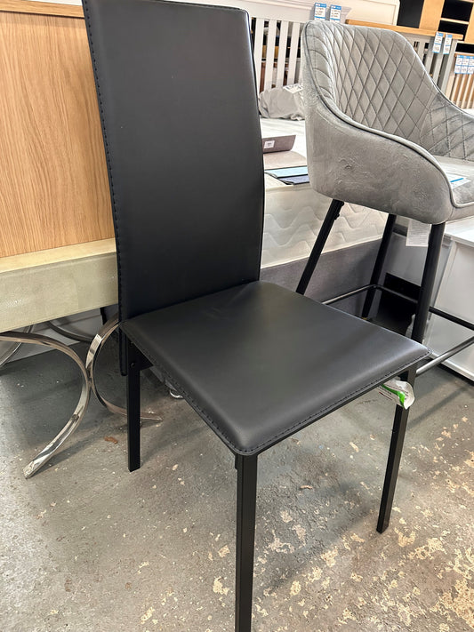 Set Of 4 Black Leather Dining Chairs