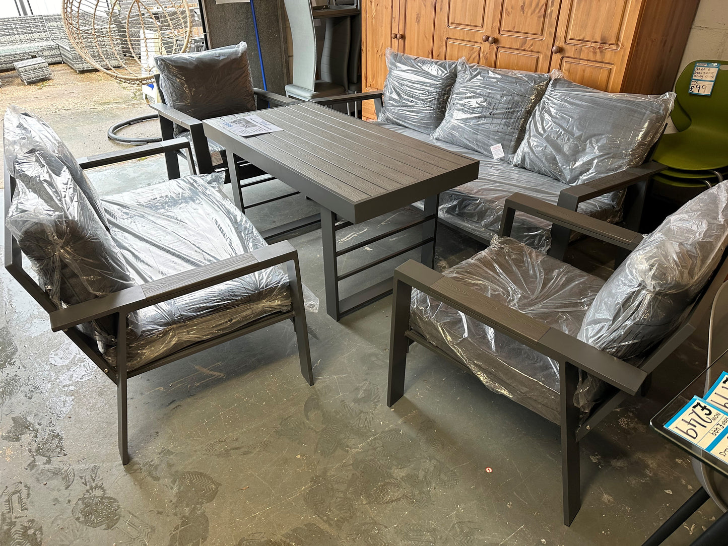 Grey Aluminium 7 Seater Sofa Dining Set