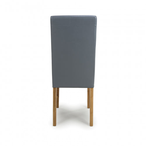 Pair Of Buckley Grey Leather Dining Chairs