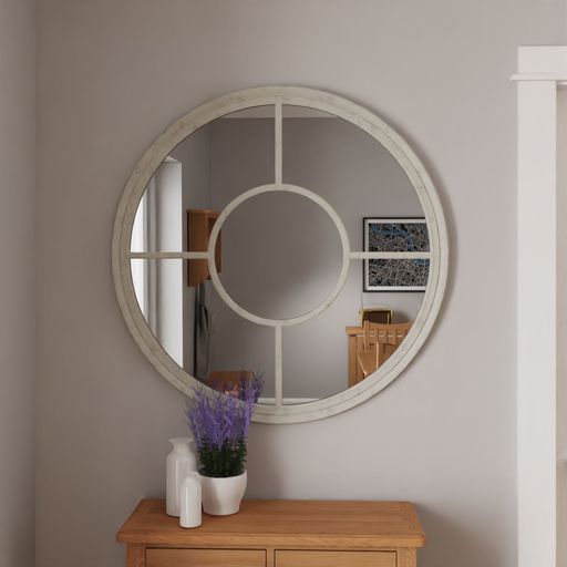 Round Window Mirror - White