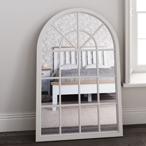 Small Arched Window Mirror - White
