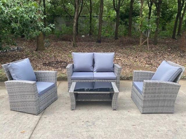 009 Mixed Grey Rattan 4 Seater Lounge Set