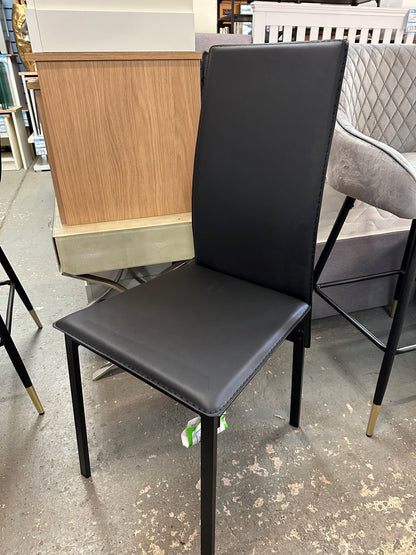 Set Of 4 Black Leather Dining Chairs