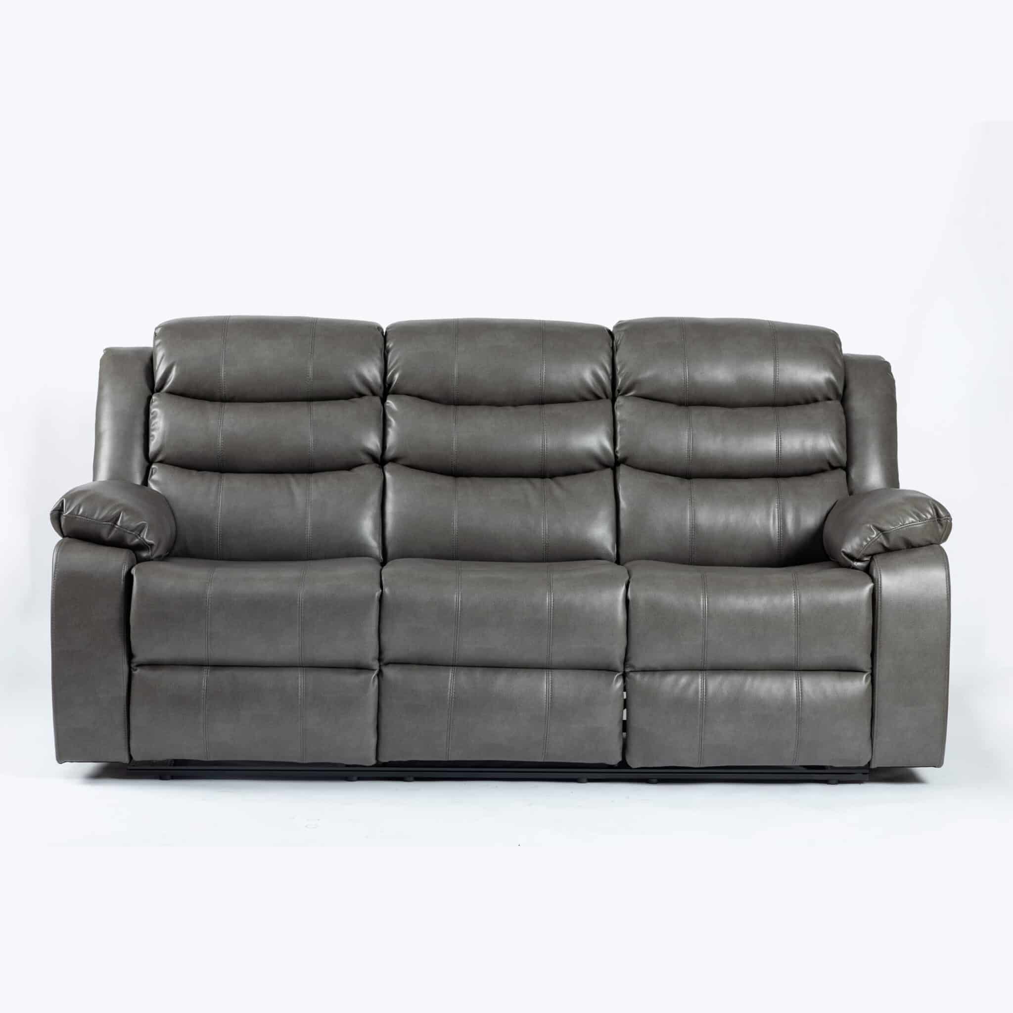Turin 3 Seater Reclining Sofa GREY LEATHER