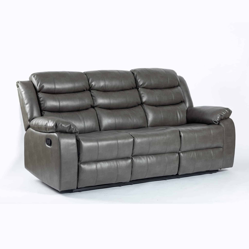 Turin 3 Seater Reclining Sofa GREY LEATHER