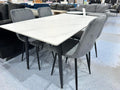 New York White Sintered Stone Dining Table & 4 Grey Chairs