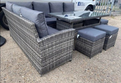 9404  Mixed Grey Rattan Large Corner Dining Set