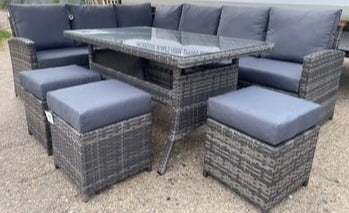 9404  Mixed Grey Rattan Large Corner Dining Set