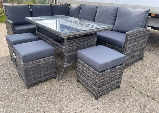 9404  Mixed Grey Rattan Large Corner Dining Set