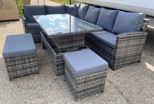 9404 Rising Mixed Grey Rattan Large Corner Rising Table Set