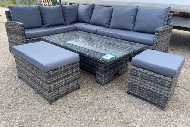 Moda Rising Table 9404 Rising Mixed Grey Rattan Large Corner Rising Table Set ...