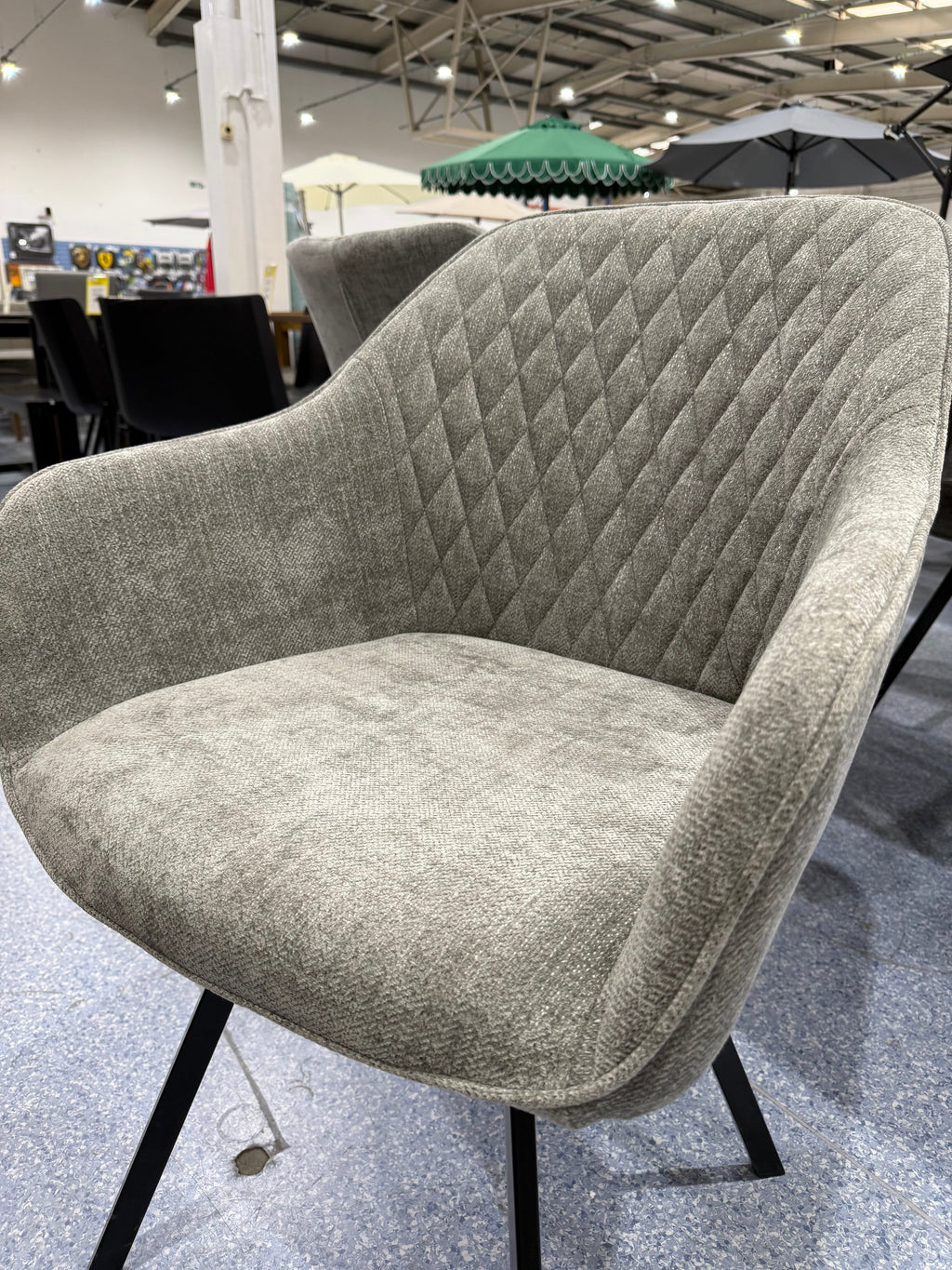 PAIR Ezra Grey Diamond Back Dining Chairs