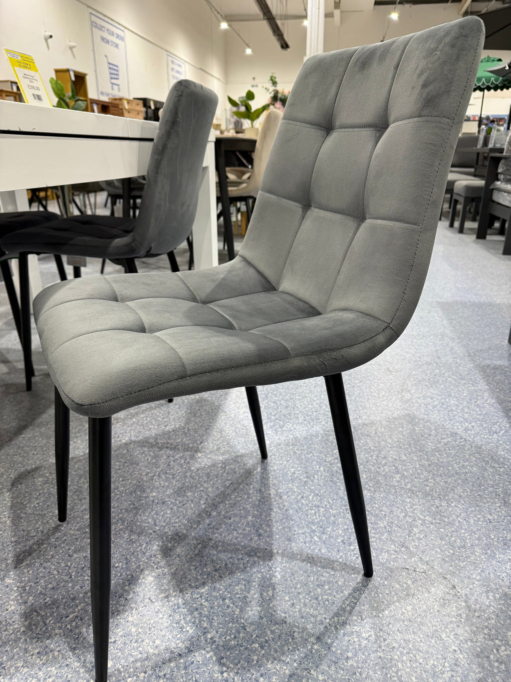 PAIR Elba Plush Grey Dining Chairs