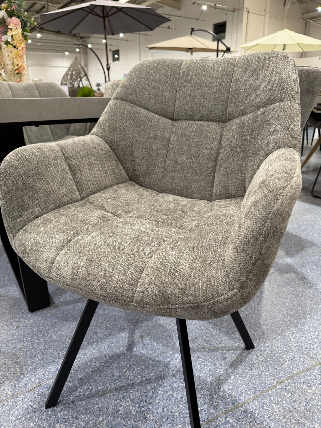 PAIR Jude Grey Swivel Dining Chairs