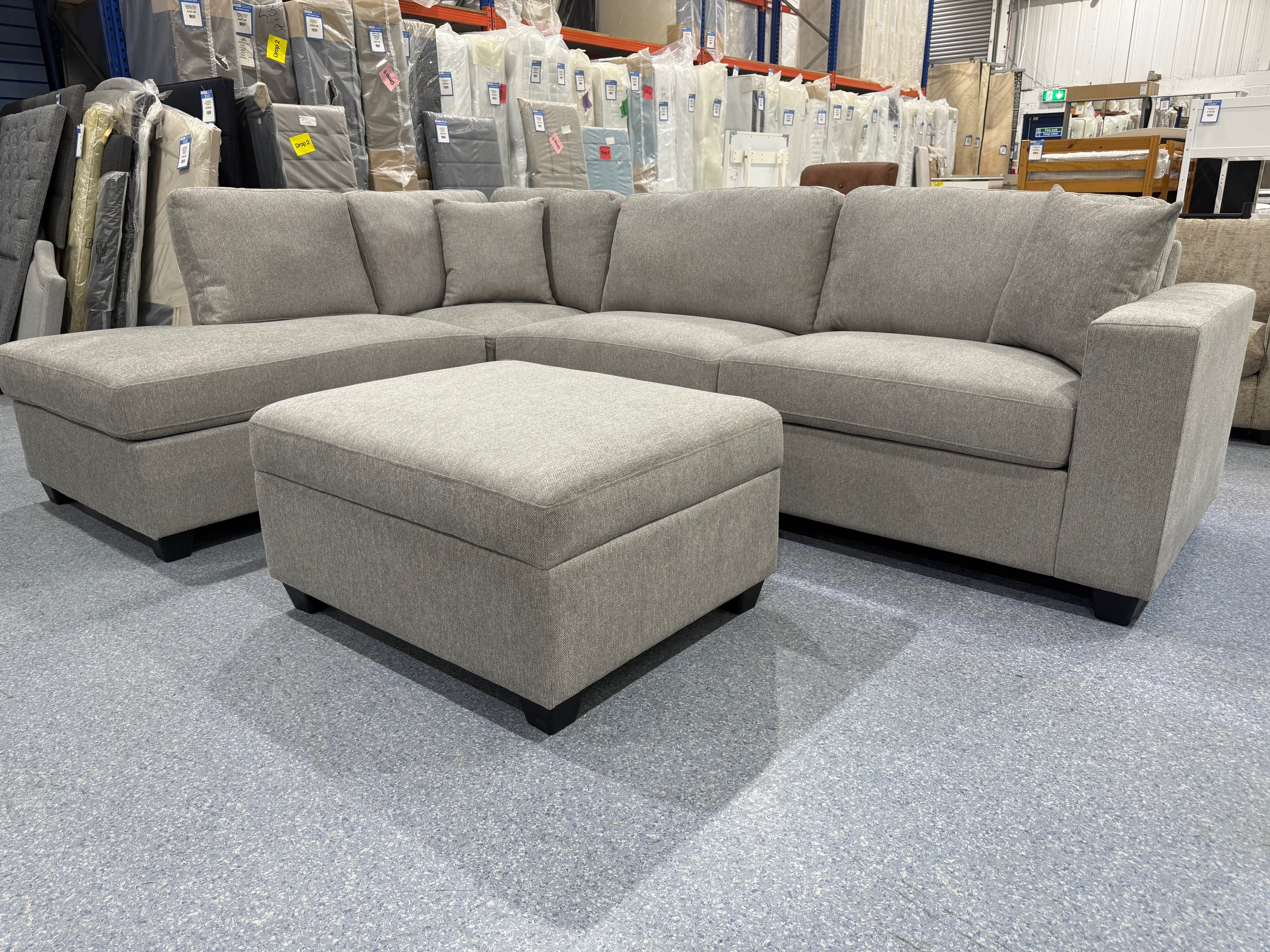 Nimbus Grey Corner Sofa & Footstool