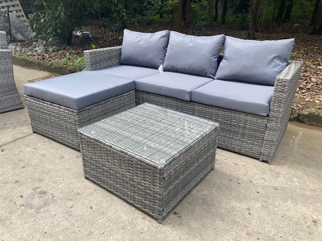 Mixed Grey Rattan Corner Chaise Set