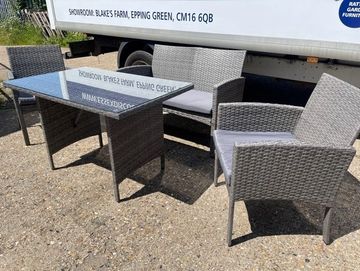 Grey Rattan 4 Seater Sofa Dining Set