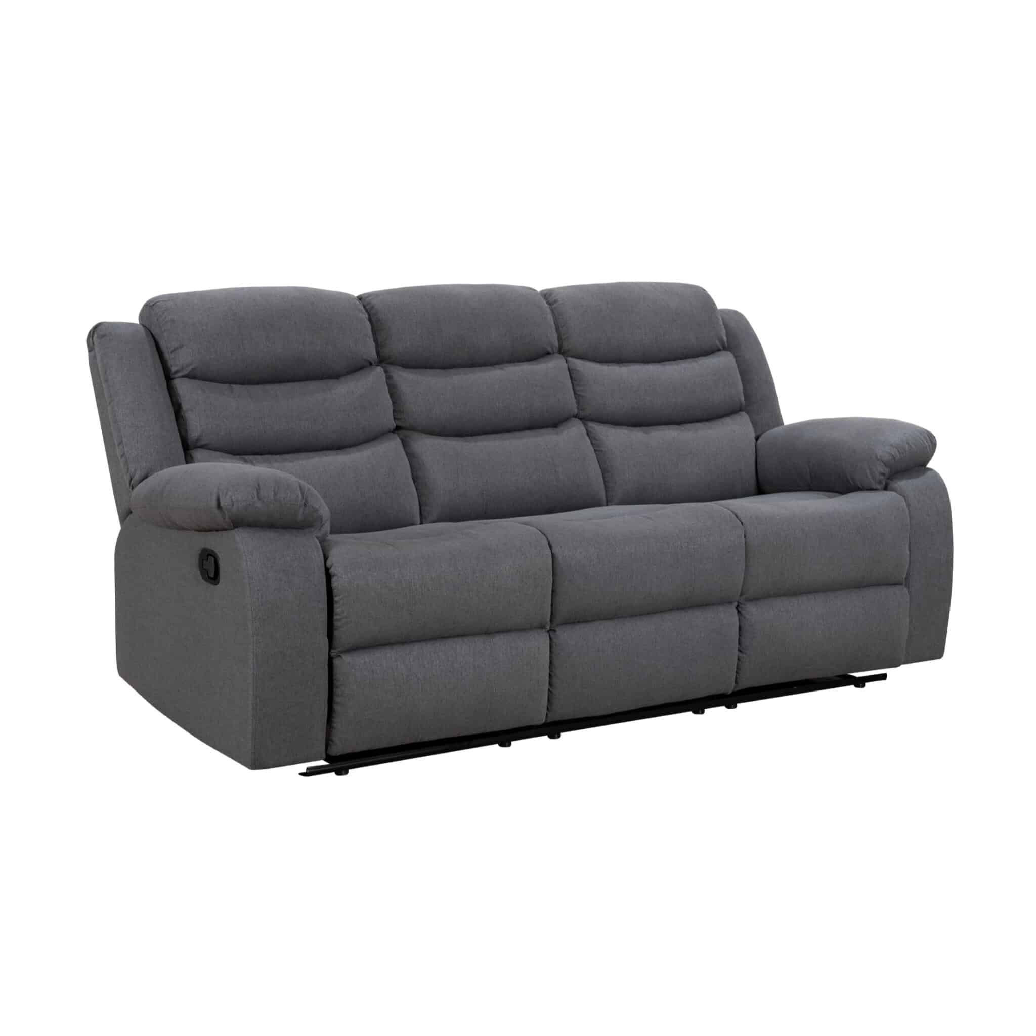 Turin 3 Seater Reclining Sofa DARK GREY FABRIC