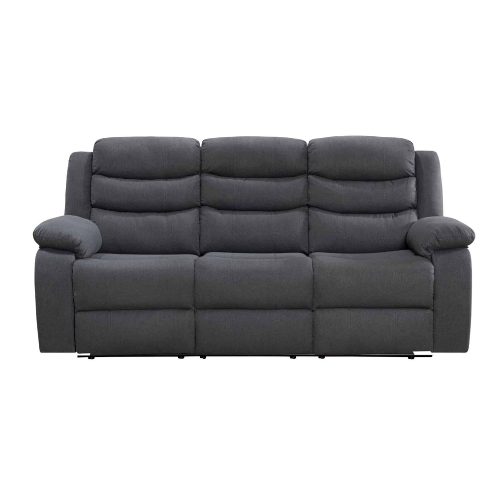 Turin 3 Seater Reclining Sofa DARK GREY FABRIC
