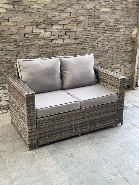 Mixed Grey Rattan 2 Seater Sofa