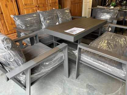 Grey Aluminium 7 Seater Sofa Dining Set