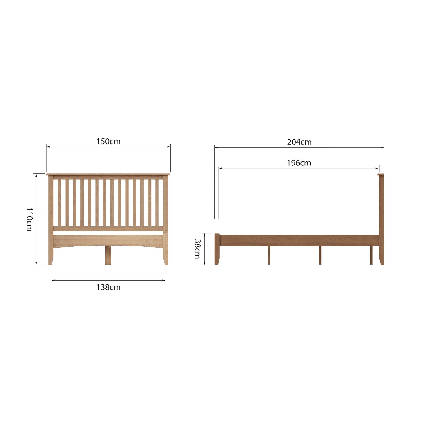 GAO Oak Double Bed Frame