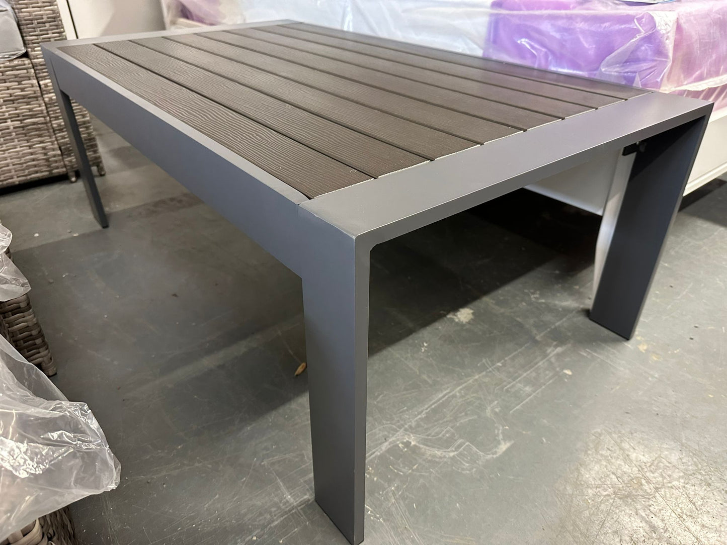 Grey Aluminium Poly Wood Top Coffee Table