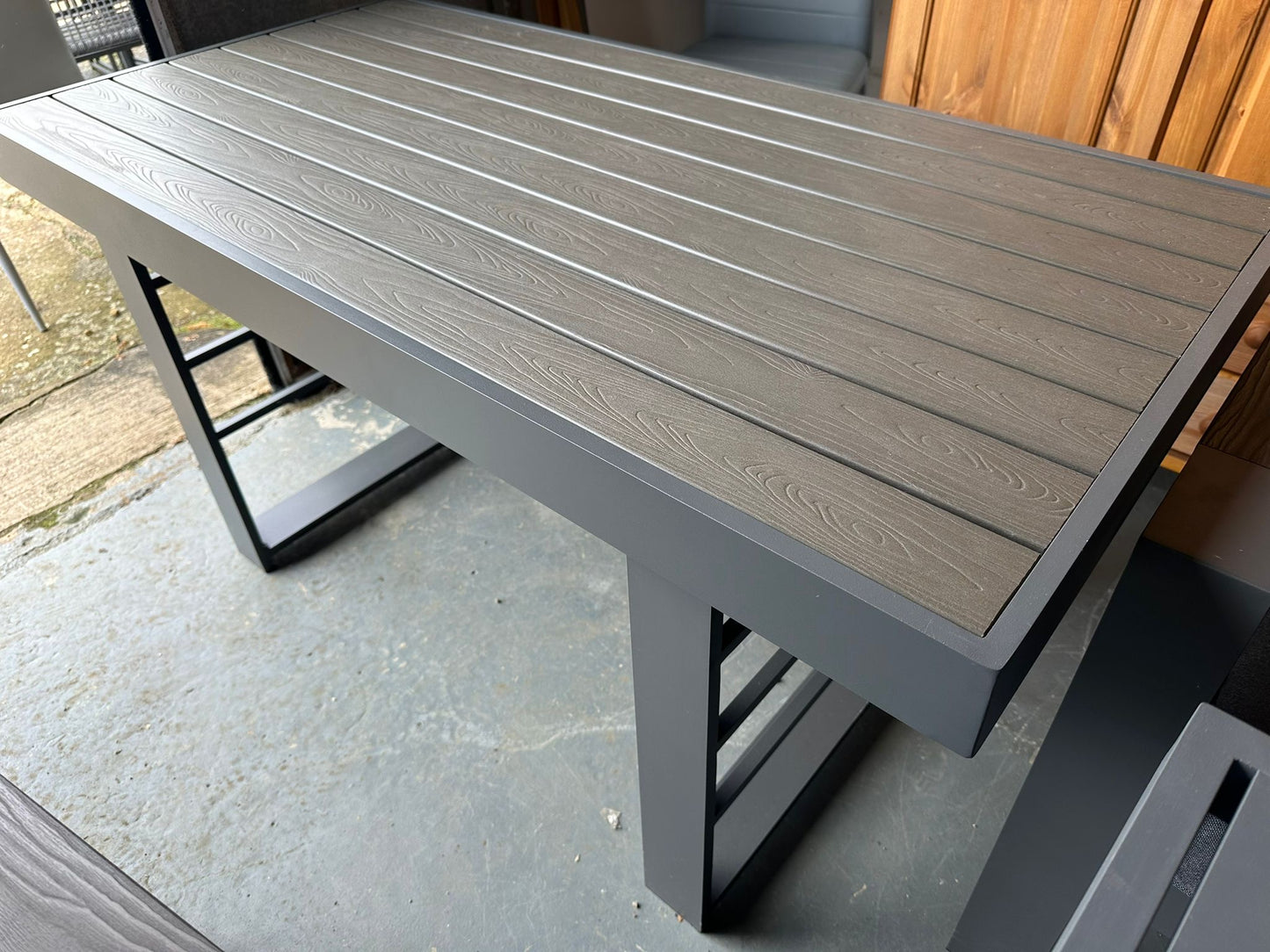 Grey Aluminium Poly Wood Top Dining Table