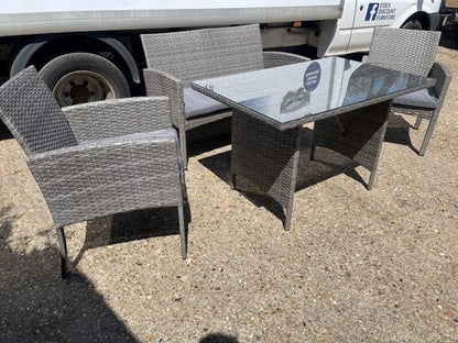 Grey Rattan 4 Seater Sofa Dining Set