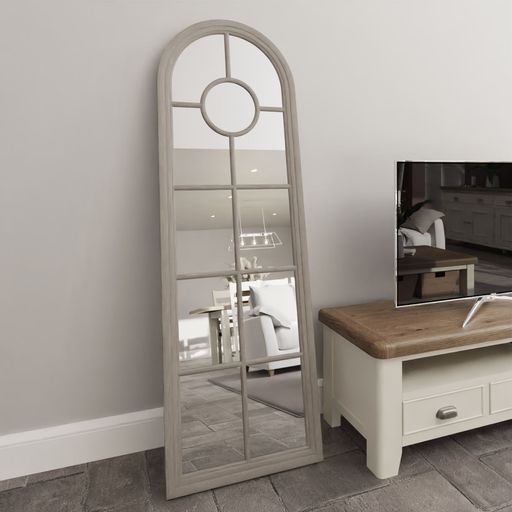 Narrow Arched Window Mirror - Grey