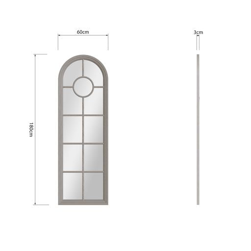 Narrow Arched Window Mirror - Grey