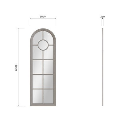 Narrow Arched Window Mirror - Grey