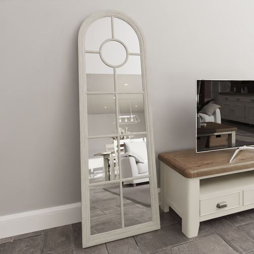 Narrow Arched Window Mirror - White