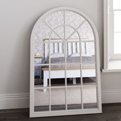 Small Arched Window Mirror - White