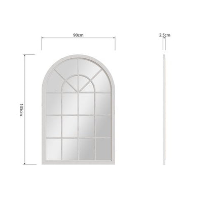 Small Arched Window Mirror - White