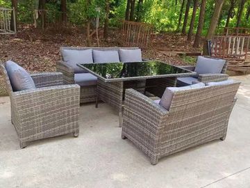 Mixed Grey Rattan 7 Seater Sofa Dining Set