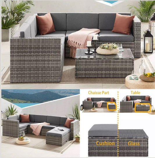 Mixed Grey 5 Seater Corner Lounge Set