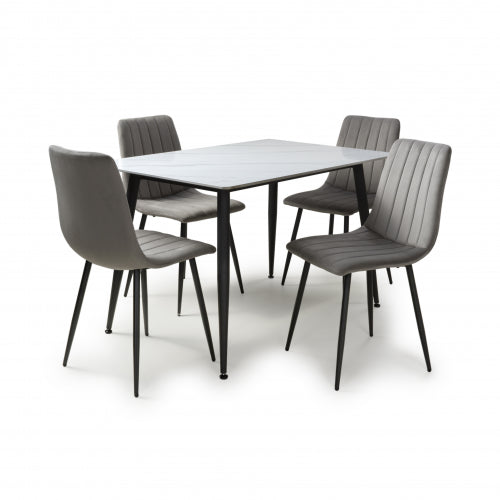 Monaco 1.2m Dining Table With 4 Lisbon Chairs