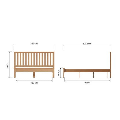 NT Oak Double Bed Frame