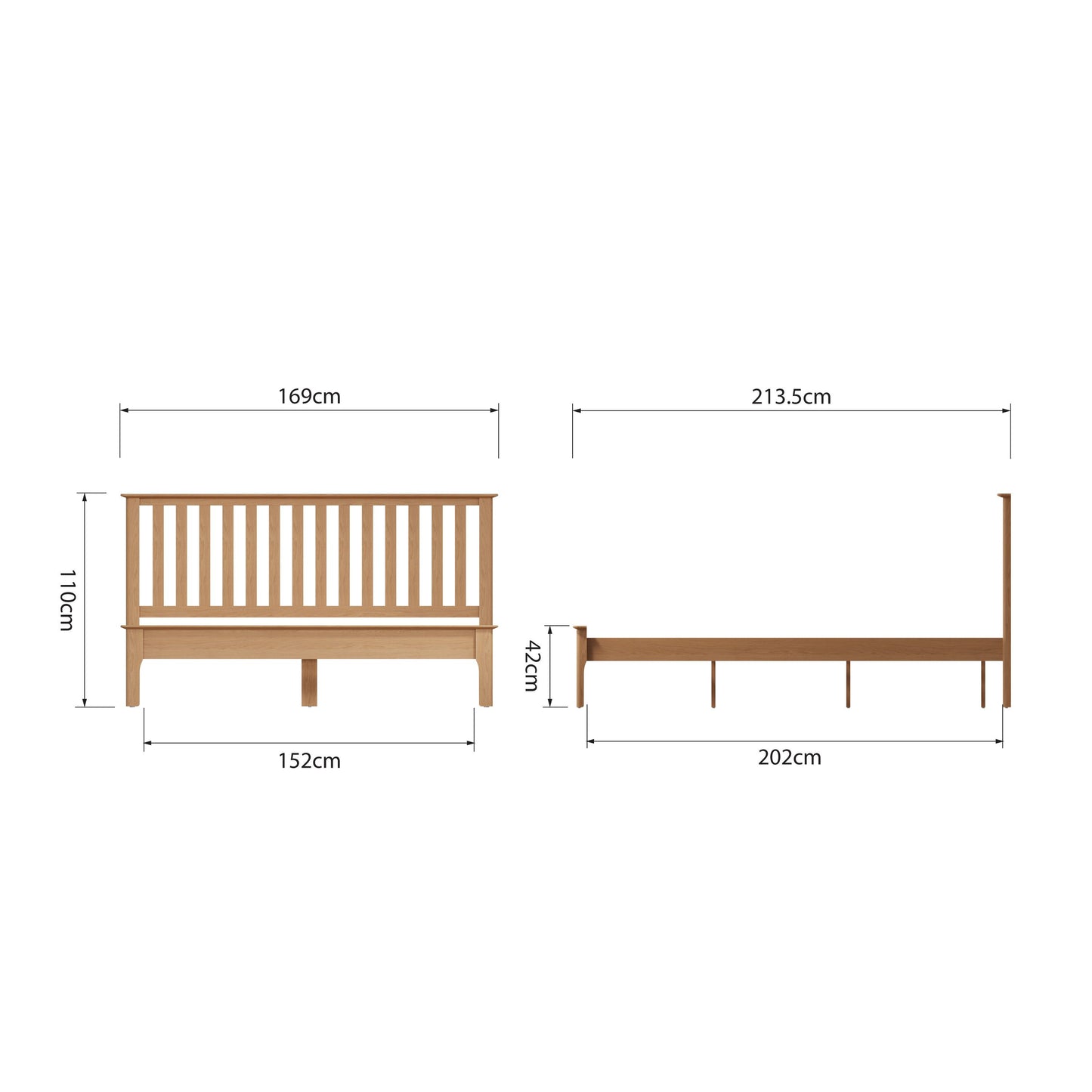 NT Oak Kingsize Bed Frame