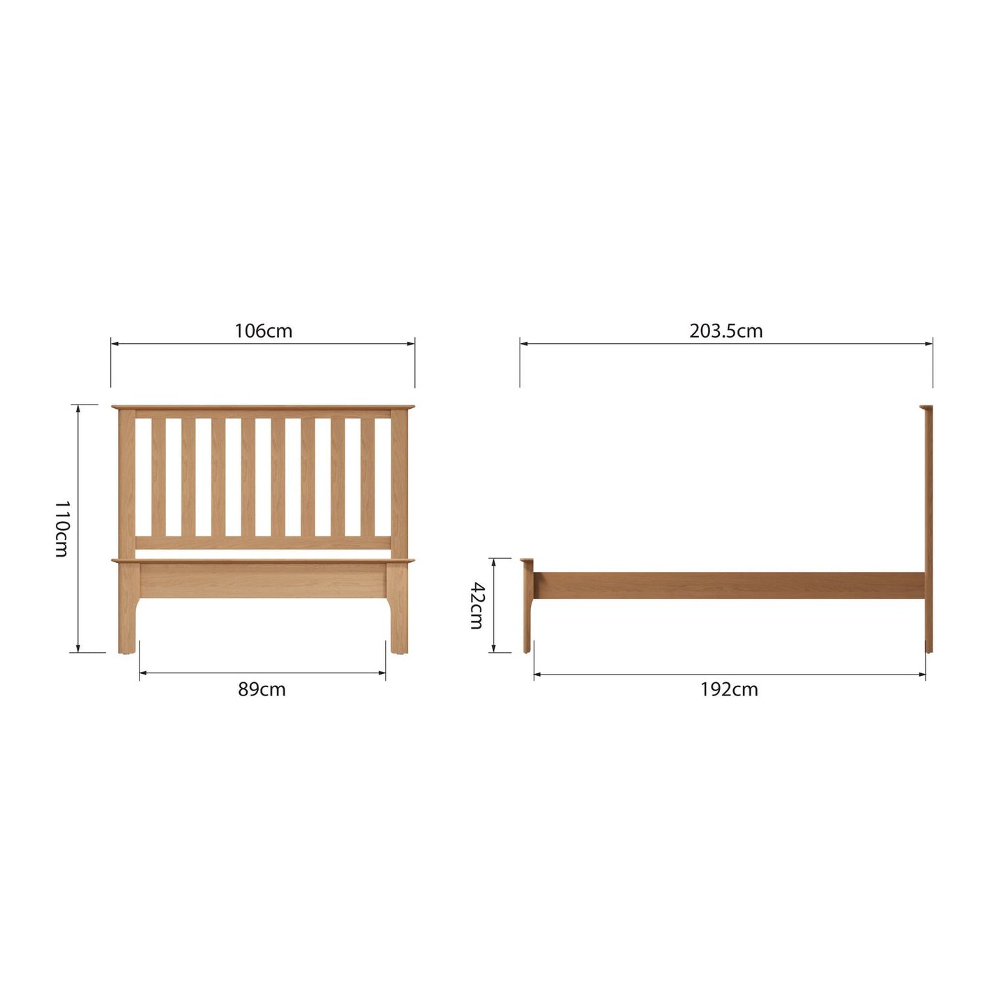 NT Oak Single Bed Frame