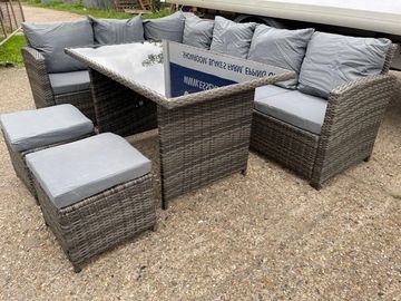 SFS019 Dark Grey Rattan Corner Dining Set