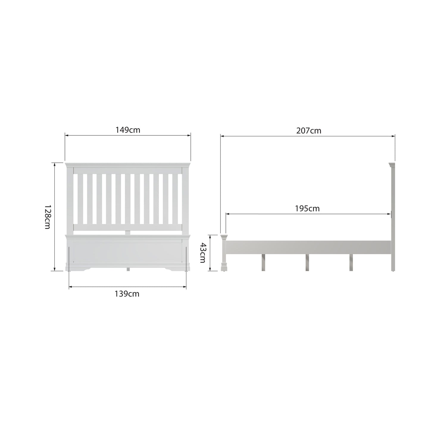 SW White Double Bed Frame