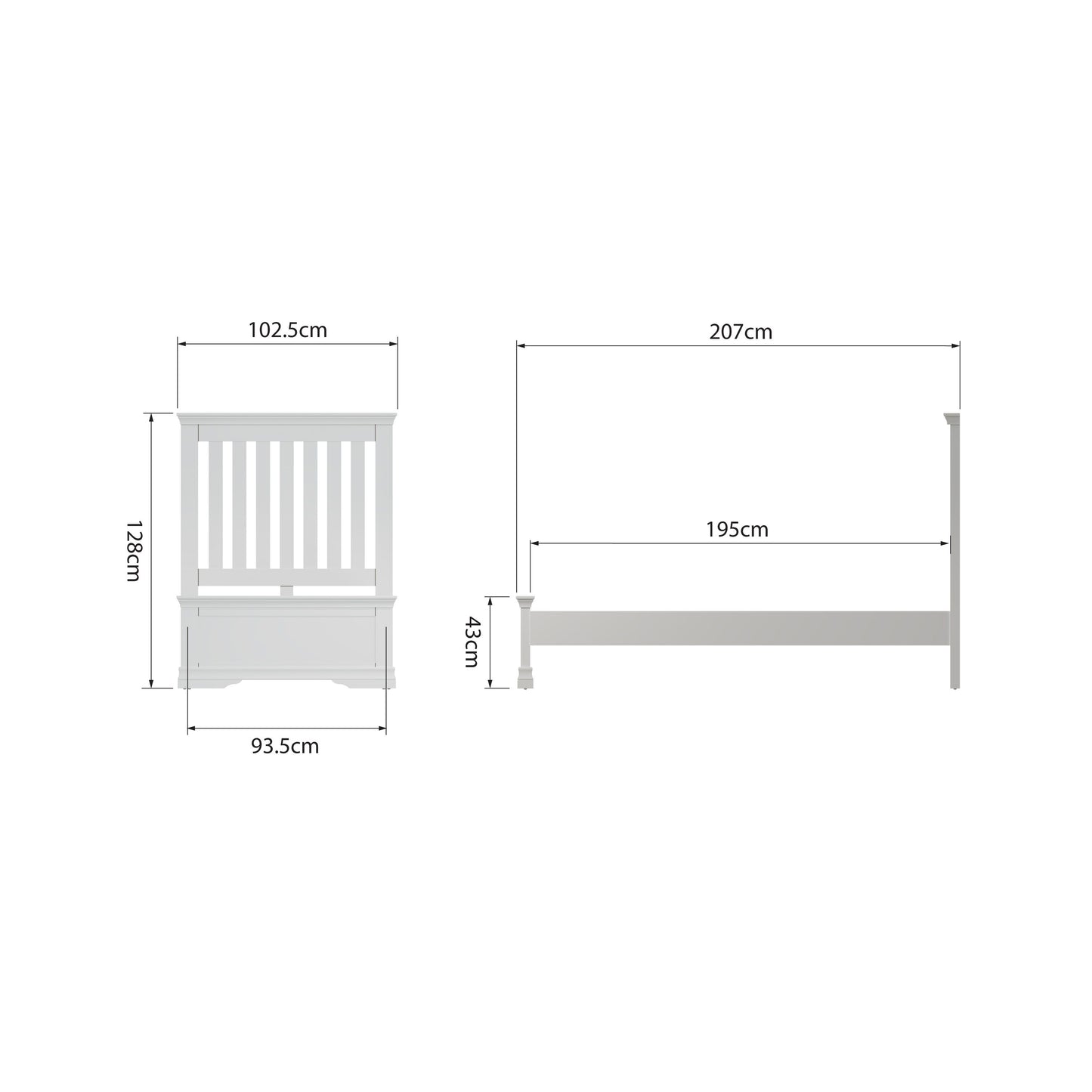 SW White Single Bed Frame