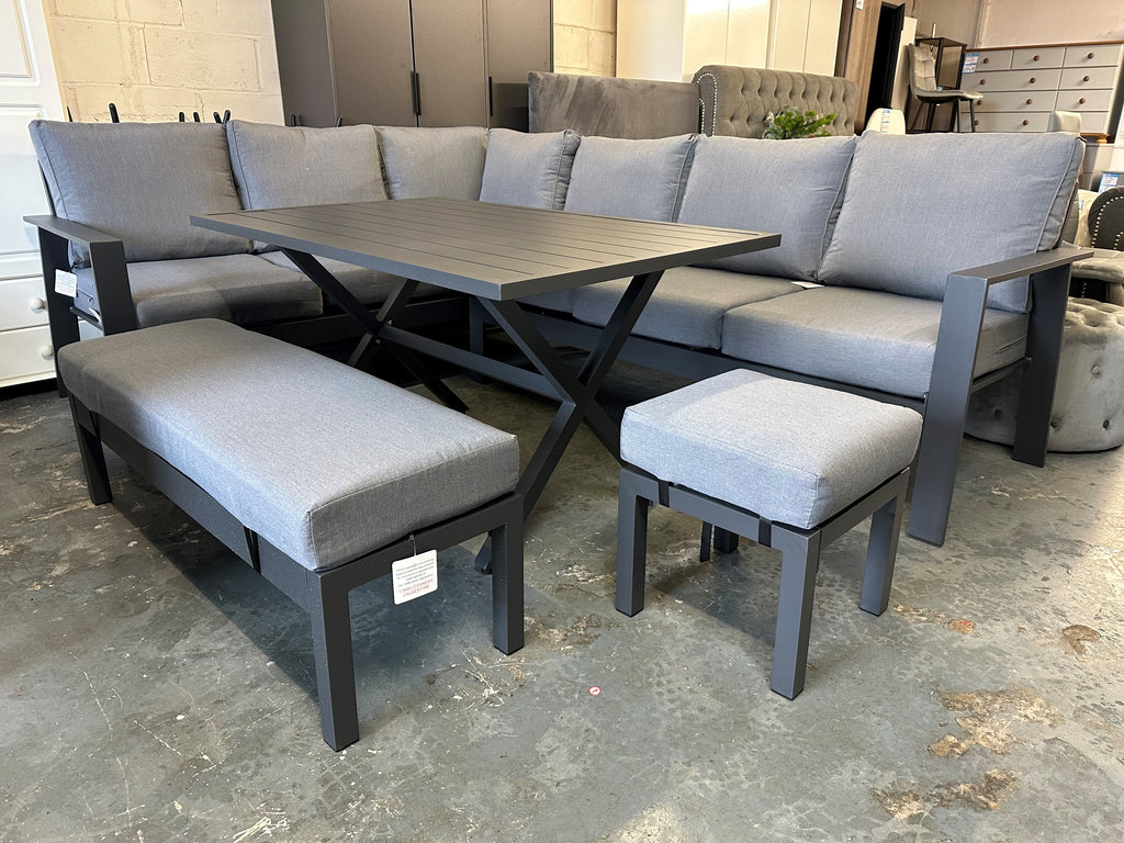 Vegas Grey Aluminium Large Corner Dining Set