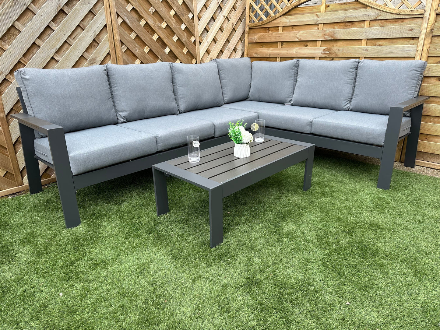 Vegas Aluminium Corner Lounge Set GREY