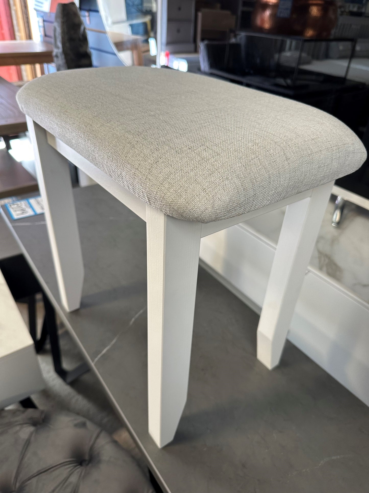 White Padded Dressing Table Stool